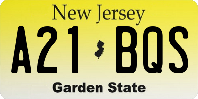 NJ license plate A21BQS