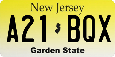 NJ license plate A21BQX