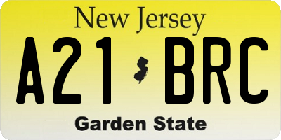 NJ license plate A21BRC