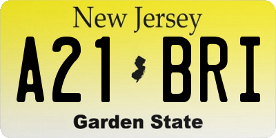 NJ license plate A21BRI