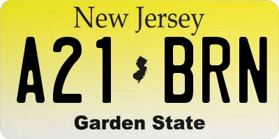 NJ license plate A21BRN