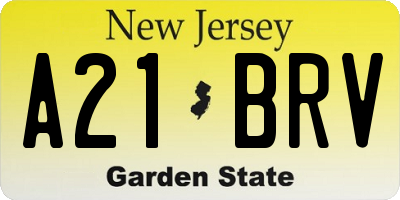 NJ license plate A21BRV