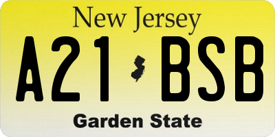 NJ license plate A21BSB