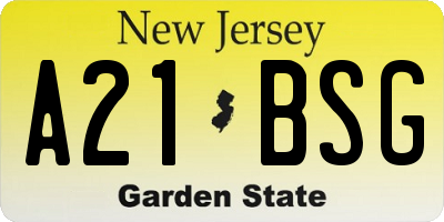 NJ license plate A21BSG