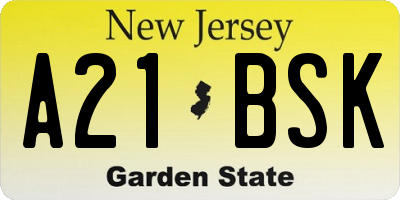 NJ license plate A21BSK