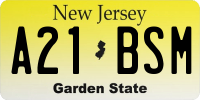 NJ license plate A21BSM