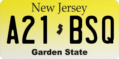 NJ license plate A21BSQ