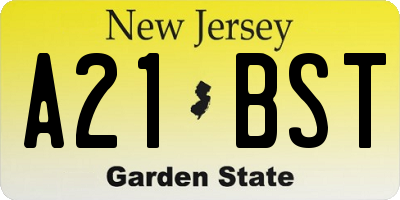 NJ license plate A21BST