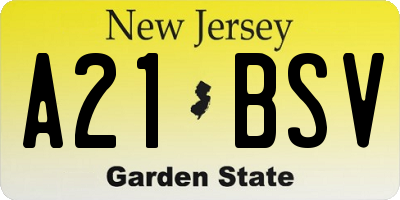 NJ license plate A21BSV