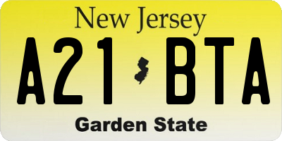 NJ license plate A21BTA