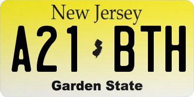 NJ license plate A21BTH