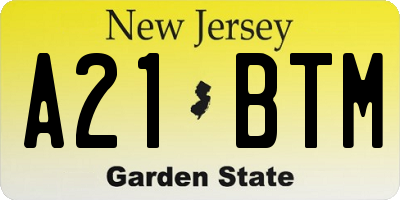 NJ license plate A21BTM