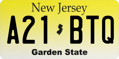 NJ license plate A21BTQ