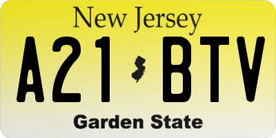 NJ license plate A21BTV