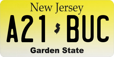NJ license plate A21BUC