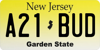 NJ license plate A21BUD