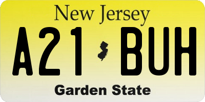 NJ license plate A21BUH