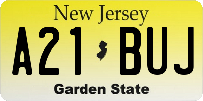 NJ license plate A21BUJ