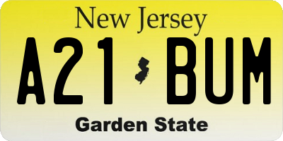 NJ license plate A21BUM
