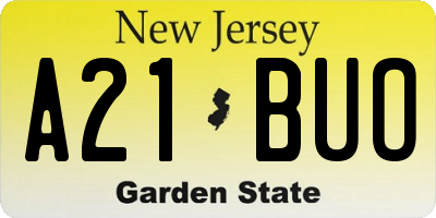 NJ license plate A21BUO