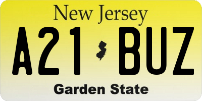 NJ license plate A21BUZ