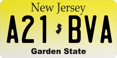NJ license plate A21BVA
