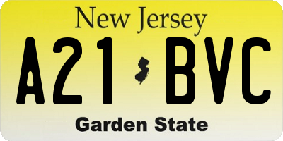 NJ license plate A21BVC