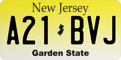 NJ license plate A21BVJ