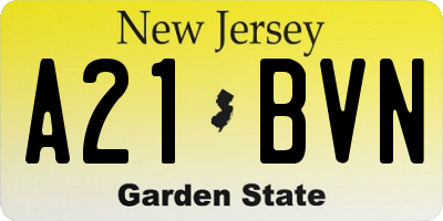 NJ license plate A21BVN