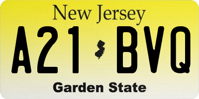NJ license plate A21BVQ