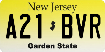 NJ license plate A21BVR