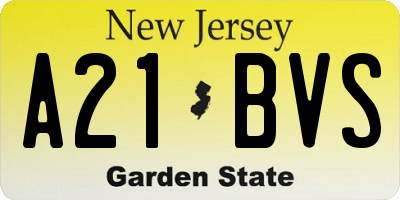 NJ license plate A21BVS