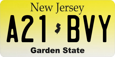 NJ license plate A21BVY