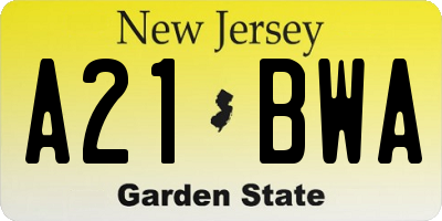 NJ license plate A21BWA