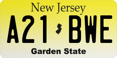 NJ license plate A21BWE