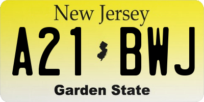 NJ license plate A21BWJ