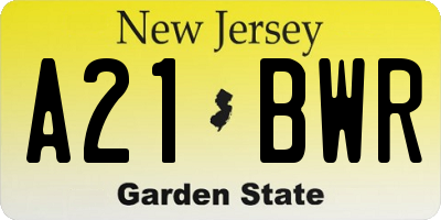 NJ license plate A21BWR