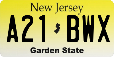 NJ license plate A21BWX