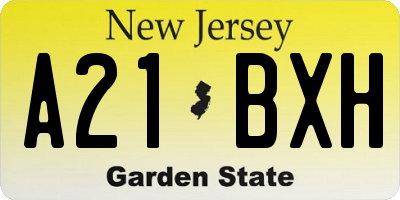 NJ license plate A21BXH