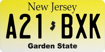 NJ license plate A21BXK