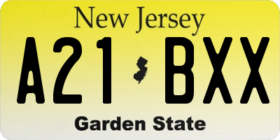 NJ license plate A21BXX