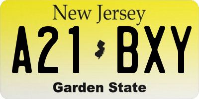 NJ license plate A21BXY