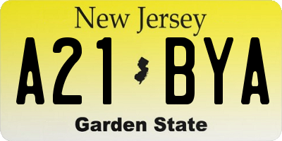 NJ license plate A21BYA
