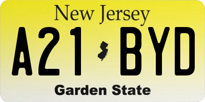 NJ license plate A21BYD