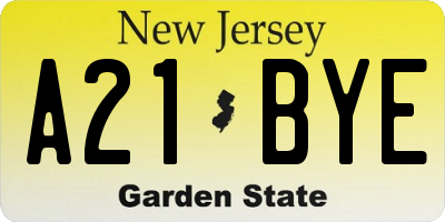 NJ license plate A21BYE