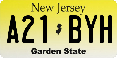 NJ license plate A21BYH