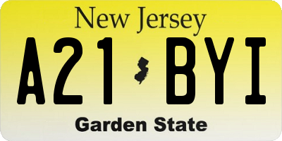 NJ license plate A21BYI