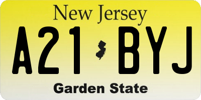 NJ license plate A21BYJ