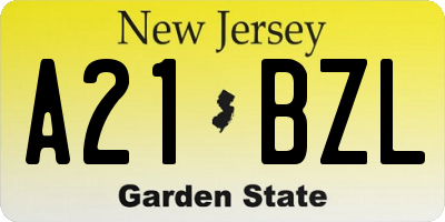 NJ license plate A21BZL