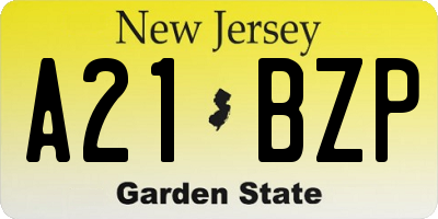NJ license plate A21BZP